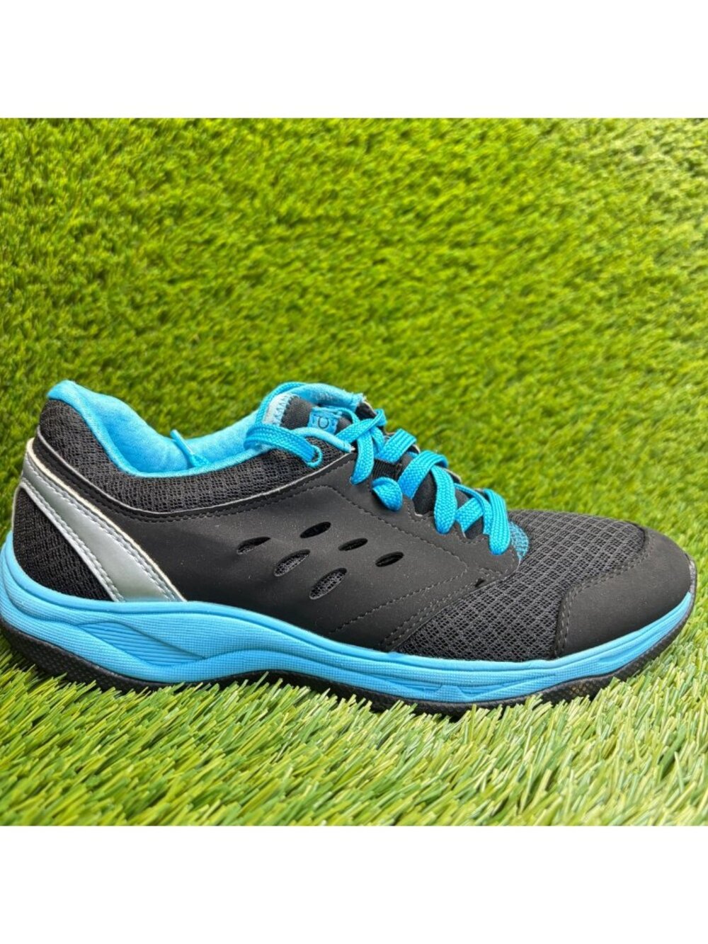 Vionic Venture Womens Size 7 Black Blue Athletic Running Walking Shoes Sneakers